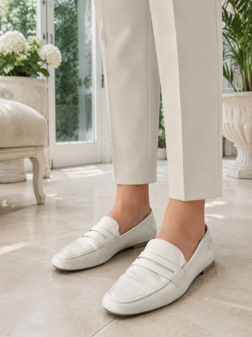 Beautiful Club Monaco ivory Leather Penny Loafers❤️6.5